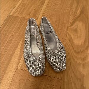 Jeffrey Campbell Silver Braided Ballet Flats